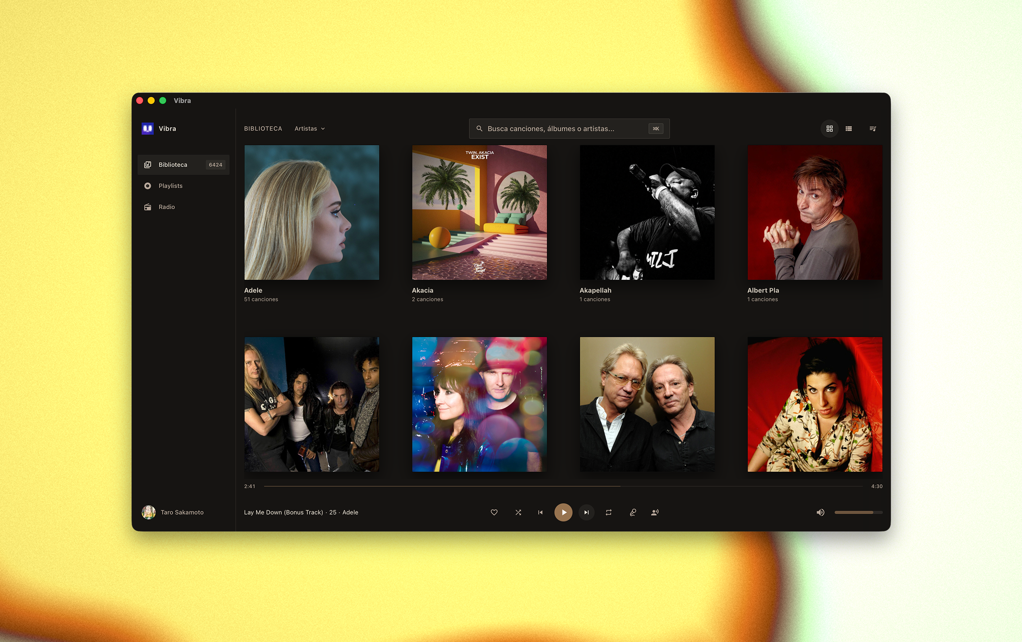 Vibra artists grid browsing